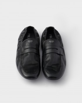 Prada Shuffle Antiqued Leather Loafers Black