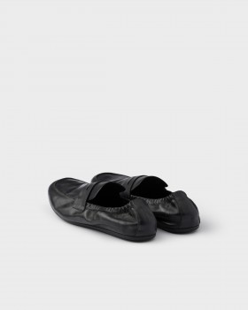 Prada Shuffle Antiqued Leather Loafers Black