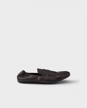 Prada Shuffle Antiqued Leather Loafers Dark Brown