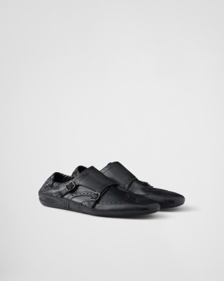 Prada Shuffle Double Monk Strap Shoes Black