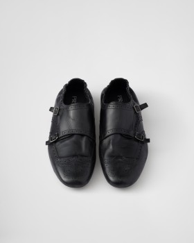 Prada Shuffle Double Monk Strap Shoes Black