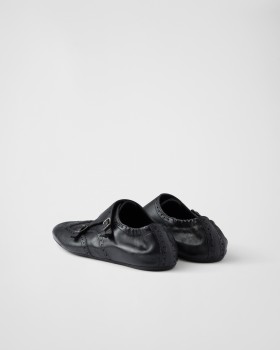 Prada Shuffle Double Monk Strap Shoes Black