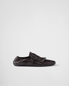 Prada Shuffle Fringed Monk Strap Shoes Dark Brown