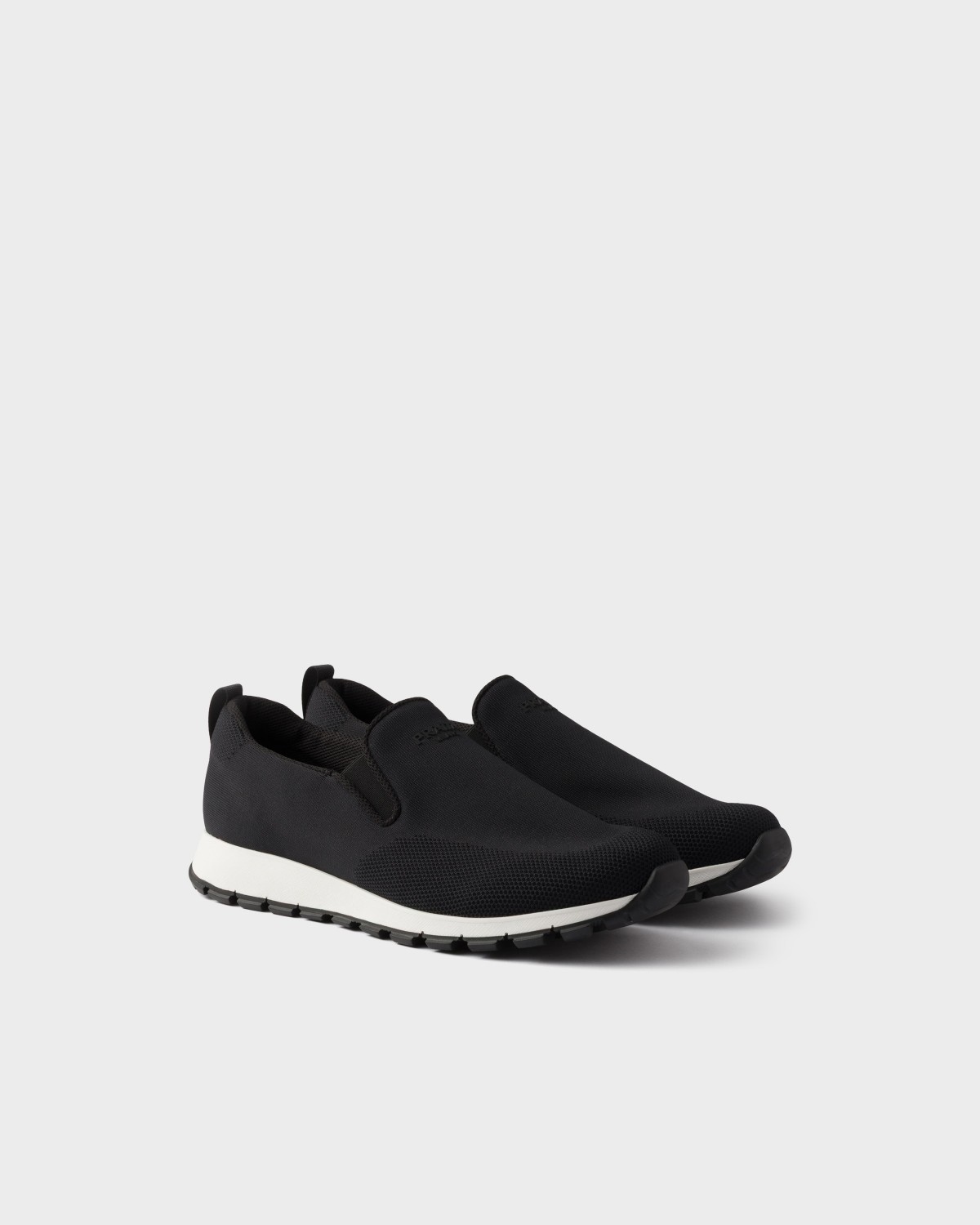 Prada Stretch Knit Slip-on Sneakers Black