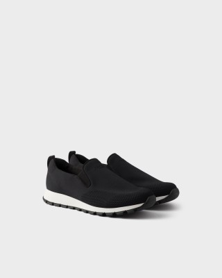 Prada Stretch Knit Slip-on Sneakers Black