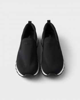Prada Stretch Knit Slip-on Sneakers Black