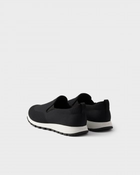 Prada Stretch Knit Slip-on Sneakers Black