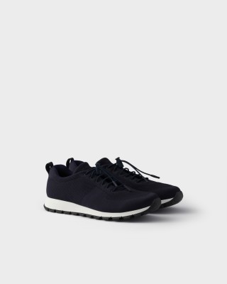 Prada Stretch Knit Sneakers Navy