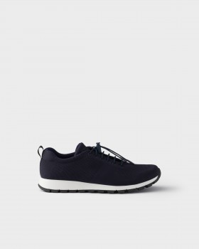 Prada Stretch Knit Sneakers Navy