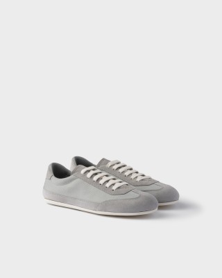 Prada Suede And Fabric Sneakers Cloudy Gray