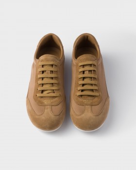 Prada Suede And Fabric Sneakers Cork Beige