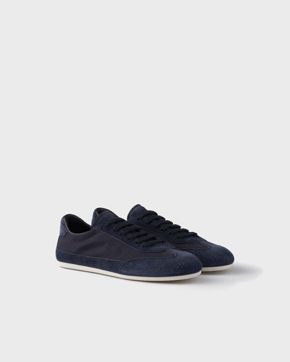 Prada Suede And Fabric Sneakers Navy