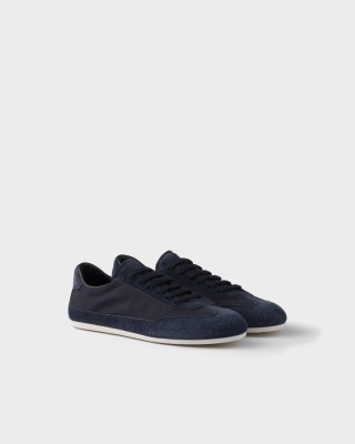Prada Suede And Fabric Sneakers Navy