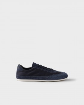 Prada Suede And Fabric Sneakers Navy