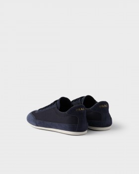 Prada Suede And Fabric Sneakers Navy