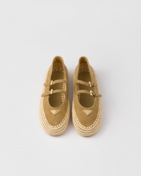 Prada Suede Ballerinas Ecru