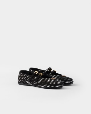 Prada Suede Ballerinas With Crystals Crystal
