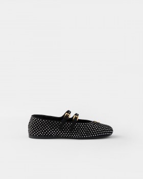 Prada Suede Ballerinas With Crystals Crystal