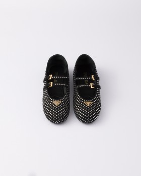 Prada Suede Ballerinas With Crystals Crystal
