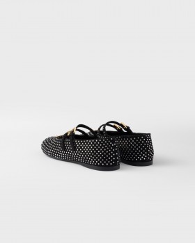Prada Suede Ballerinas With Crystals Crystal