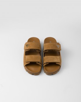 Prada Suede Band Sandals Cinnamon