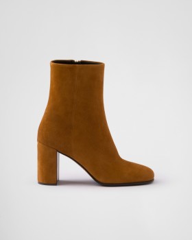 Prada Suede Booties Cognac
