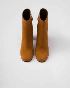 Prada Suede Booties Cognac