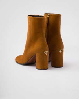Prada Suede Booties Cognac