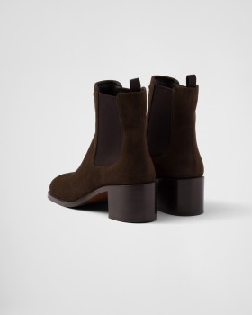 Prada Suede Booties Dark Brown