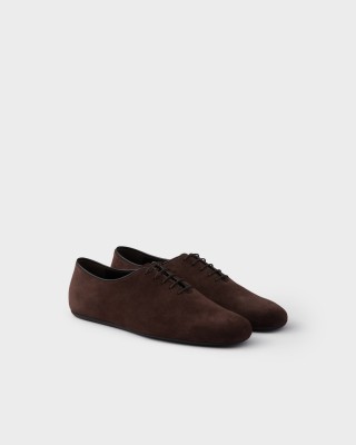 Prada Suede Laced Shoes Dark Brown