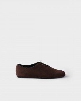 Prada Suede Laced Shoes Dark Brown