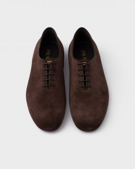 Prada Suede Laced Shoes Dark Brown