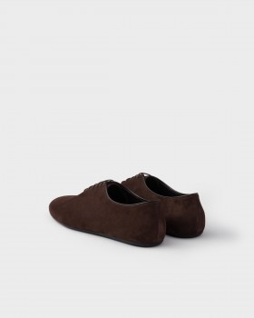 Prada Suede Laced Shoes Dark Brown