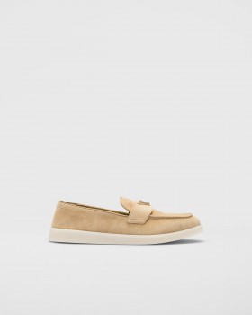Prada Suede Leather Loafers Ecru
