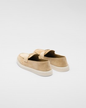 Prada Suede Leather Loafers Ecru