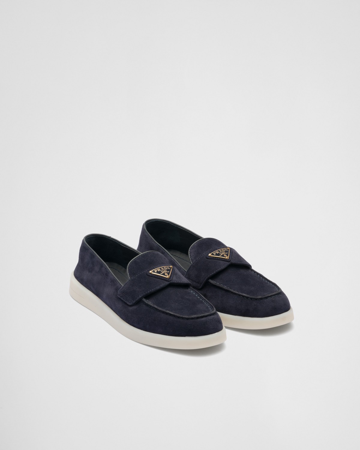 Prada Suede Leather Loafers Navy