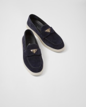 Prada Suede Leather Loafers Navy