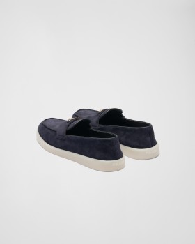 Prada Suede Leather Loafers Navy