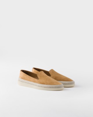 Prada Suede Loafers Cinnamon