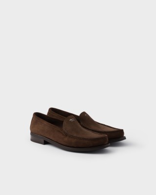 Prada Suede Loafers Dark Brown