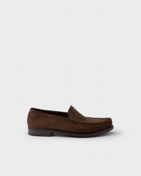 Prada Suede Loafers Dark Brown