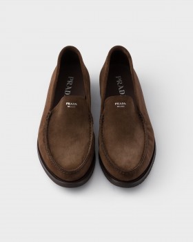 Prada Suede Loafers Dark Brown