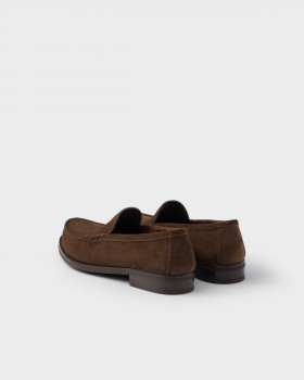 Prada Suede Loafers Dark Brown