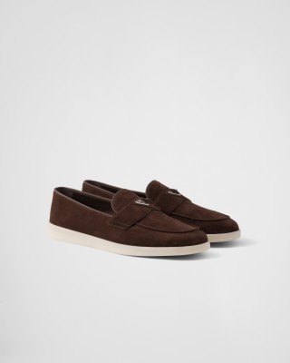 Prada Suede Loafers Dark Brown