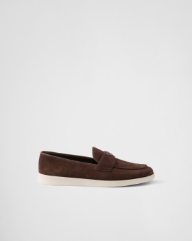 Prada Suede Loafers Dark Brown
