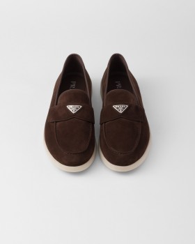 Prada Suede Loafers Dark Brown