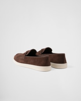 Prada Suede Loafers Dark Brown