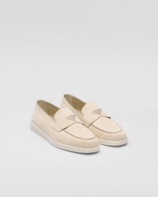 Prada Suede Loafers Desert Beige