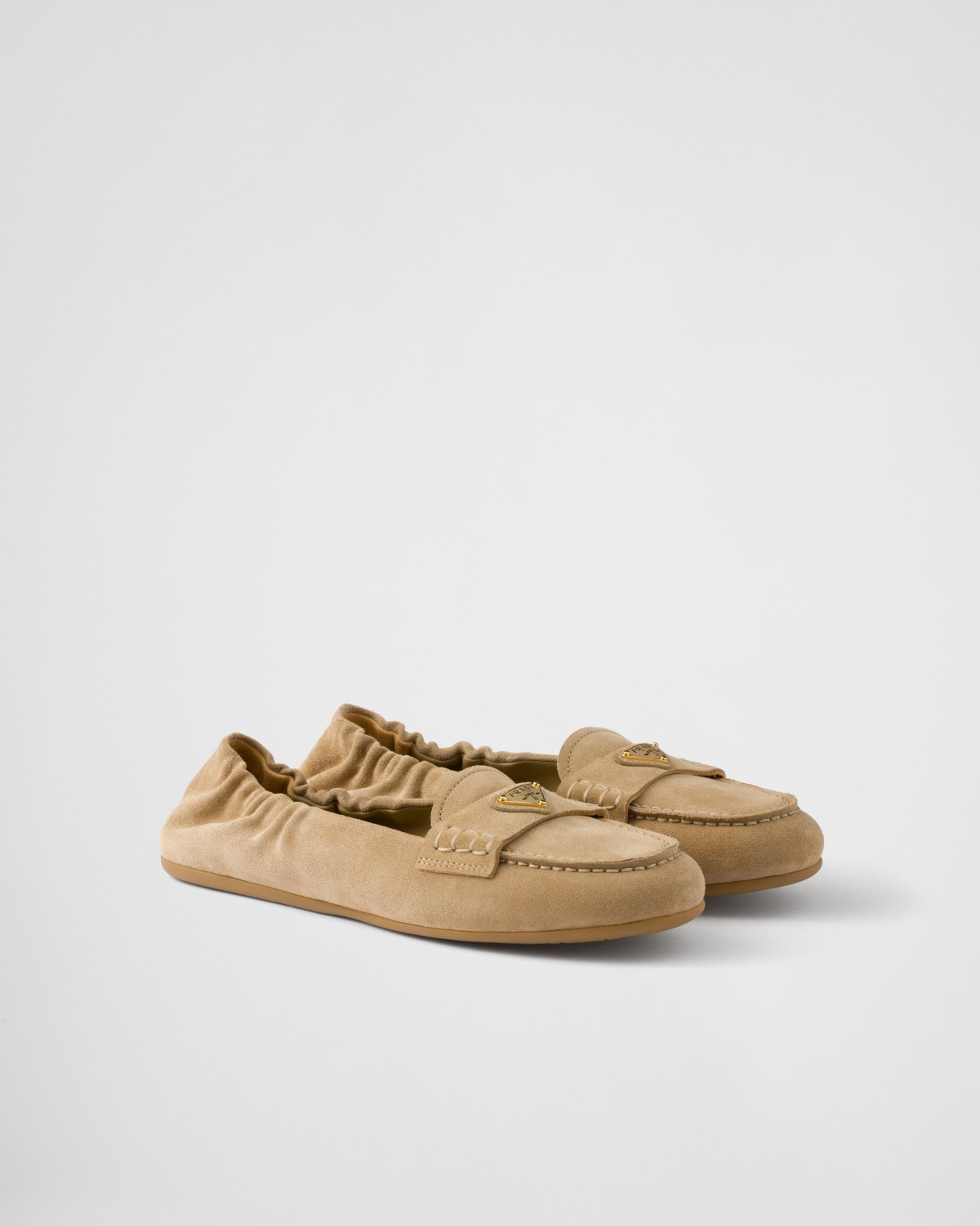 Prada Suede Loafers Ecru