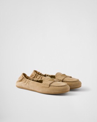 Prada Suede Loafers Ecru
